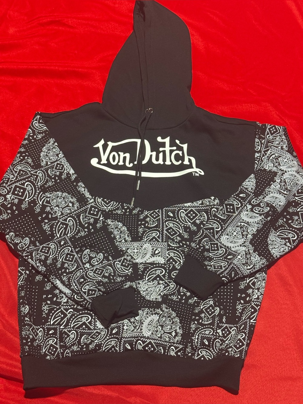 Von Dutch Black & White Bandana Hoodie